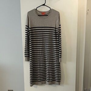 Joe Fresh Gray and Black Striped Midi Dress